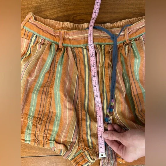 Free People Kahuna Harem Shorts XS Orange Stripe Boho Festival Cotton - Picture 11 of 11